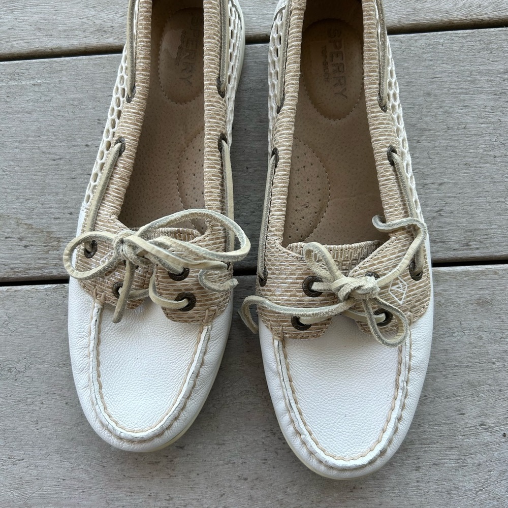 Sperry Top-Sider White Angelfish Open Mesh Boat Shoe 8.5 EUC